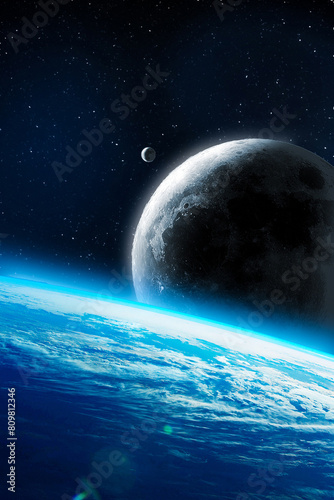 Beautiful outer space images 3d illustration  space wallpapers for phone  alien planet  nebulae  galaxies design  smartphone s home screen. lock screen display 