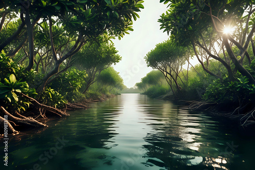 river with mangrove forest
