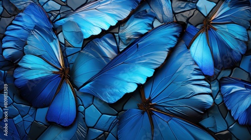 Stunning Close-Up of Blue Morpho Butterfly Wings on Textured Background photo