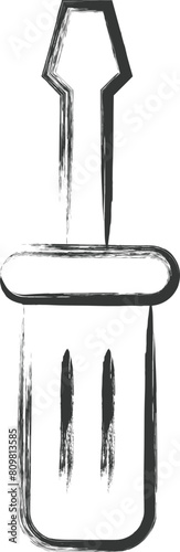 工具関連の筆書き単品イラスト　マイナスドライバー