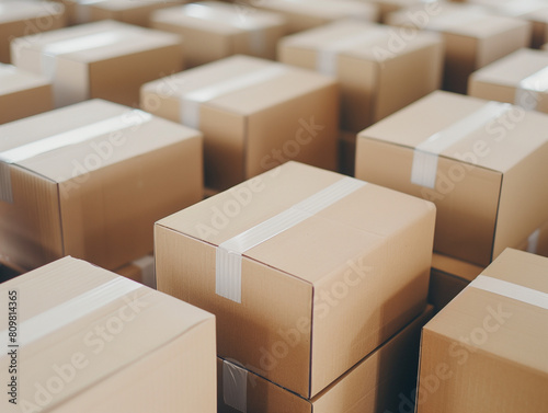 Logistics Warehouse: Stacked Cardboard Boxes © verticalia