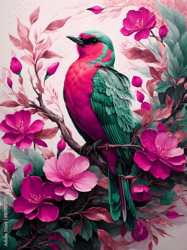 Fototapeta Naklejka Na Ścianę i Meble -  Elegant beautiful watercolor bird background for art design