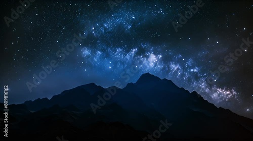 Landscape of mountain silhouettes and a night sky full of stars