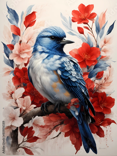 Fototapeta Naklejka Na Ścianę i Meble -  Elegant beautiful watercolor bird background for art design