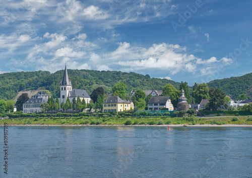 Unkel,famous red wine Village and Residence of Chancellor Willy Brandt at Rhine River,Rhine Valley,Rhineland-Palatinate,Germany