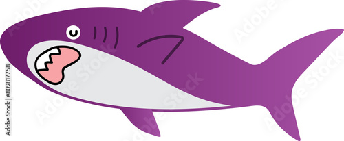 cute shark cartoon art  sea animal