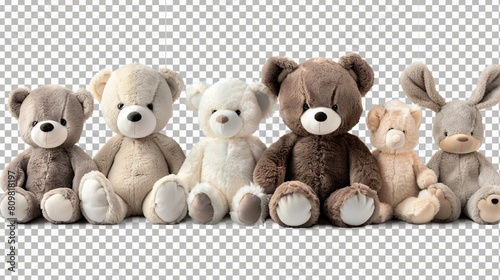 Transparent PNG available Set of fur plush stuffed animal toy on transparent background cutout, PNG file. Many assorted different design. Mockup template for artwork graphic design . © Malik