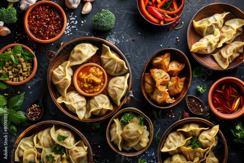 Wallpaper Mural Dumplings Set, Khinkali, Dimsum, Momo, Jiaozi, Dyushbara, Manti, Pierogi, Wonton or Ravioli Collection Torontodigital.ca