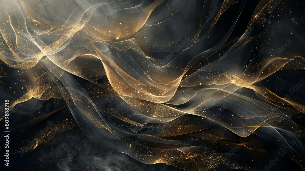 Obraz premium Dynamic black canvas with sharp gold lines for a luxurious modern abstract feel.