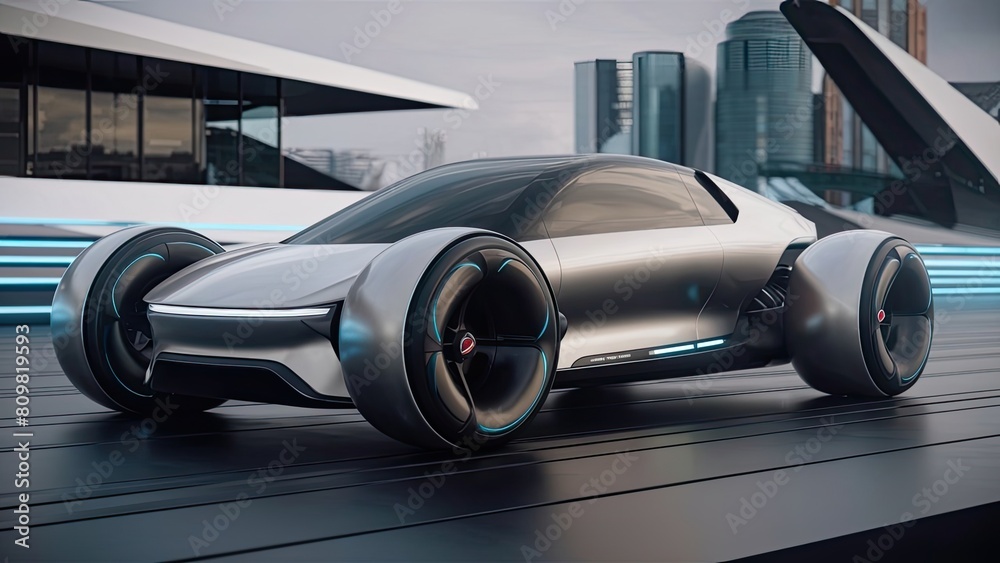 modern 3d render car model, simplified shapes, big wheels, new generation car