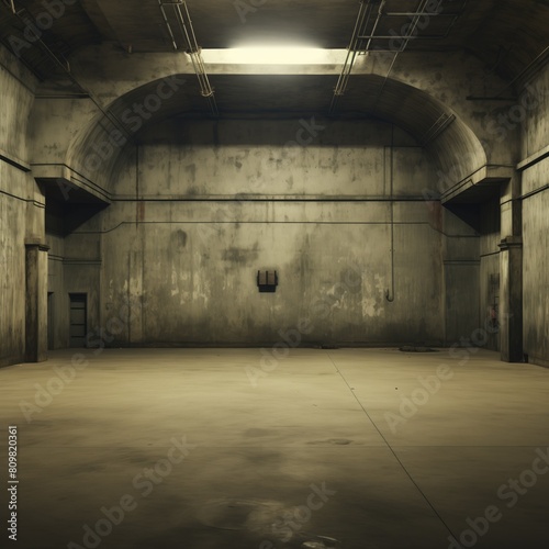 Empty concrete basement with lateral lights, Interior concept background photo