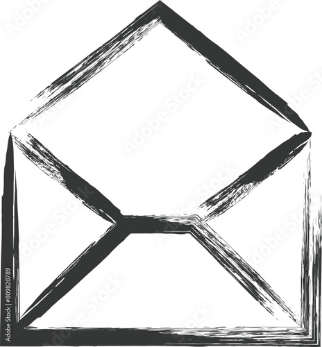 ビジネス関連の筆書き単品イラスト　メール開封