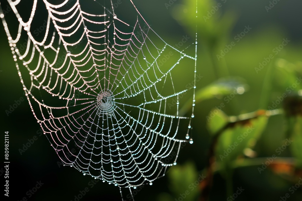 Complex Spider web background. Silk macro. Generate Ai