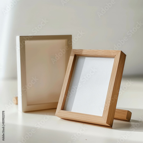 Handcrafted mini wooden picture frame for 2x3 photos, ideal for personalized home decor. AI generative technology elevates vintage aesthetics. photo