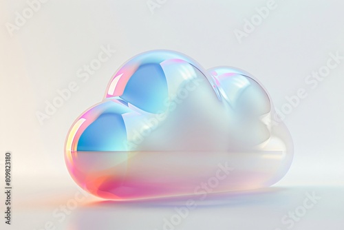 A 3D cloud shape with red and blue stripes, against a white background.