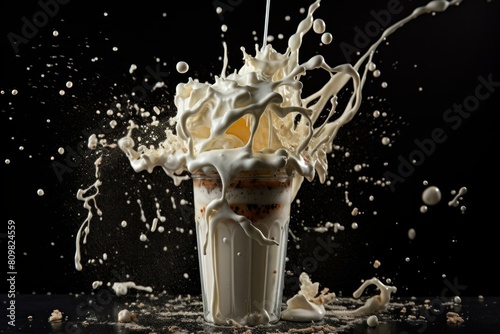 Sweet Vanilla milk splash. Drink liquid. Generate Ai