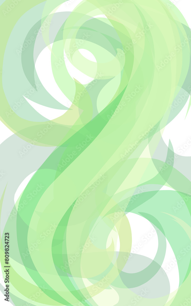 floral shape, green curved decoration without background floral shape, green curved decoration without background