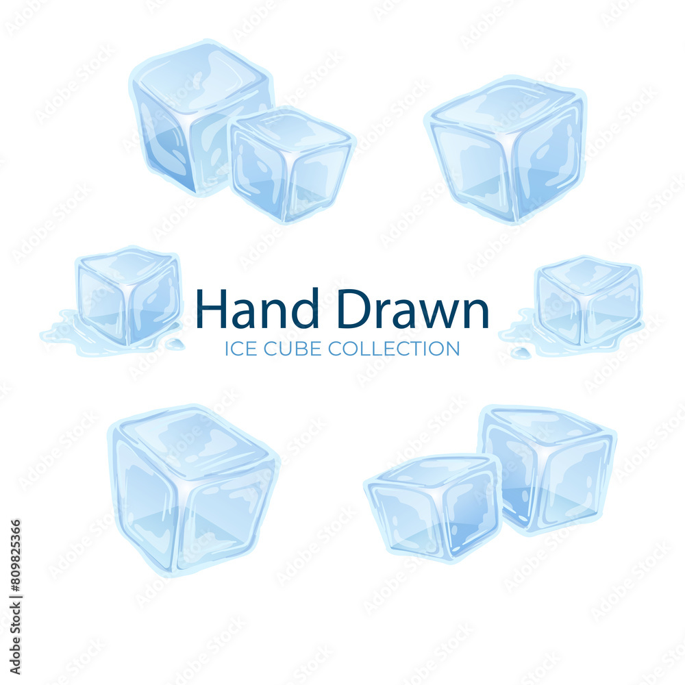 Ice cubes. Vector illustration set on white background. Ice cubes. Vector illustration set on white background.