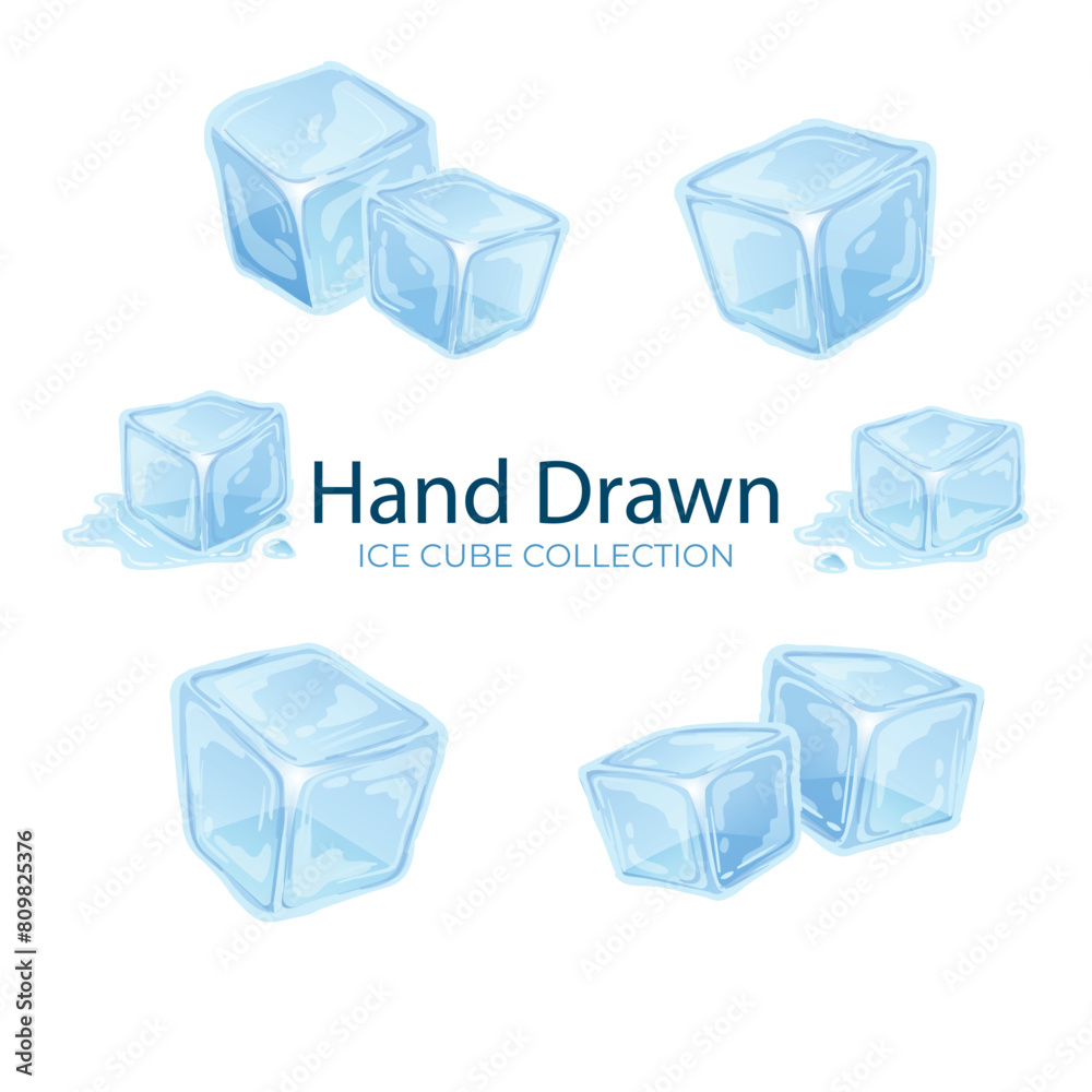 Ice cubes. Vector illustration set on white background. Ice cubes. Vector illustration set on white background.