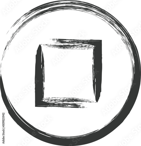 ビジネス関連の筆書き単品イラスト　停止