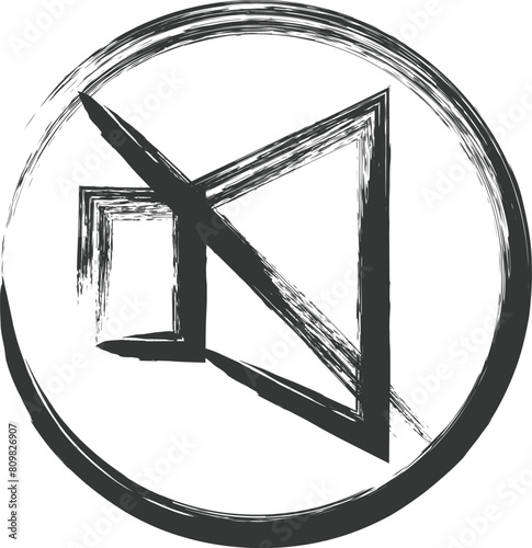 ビジネス関連の筆書き単品イラスト　サイレント