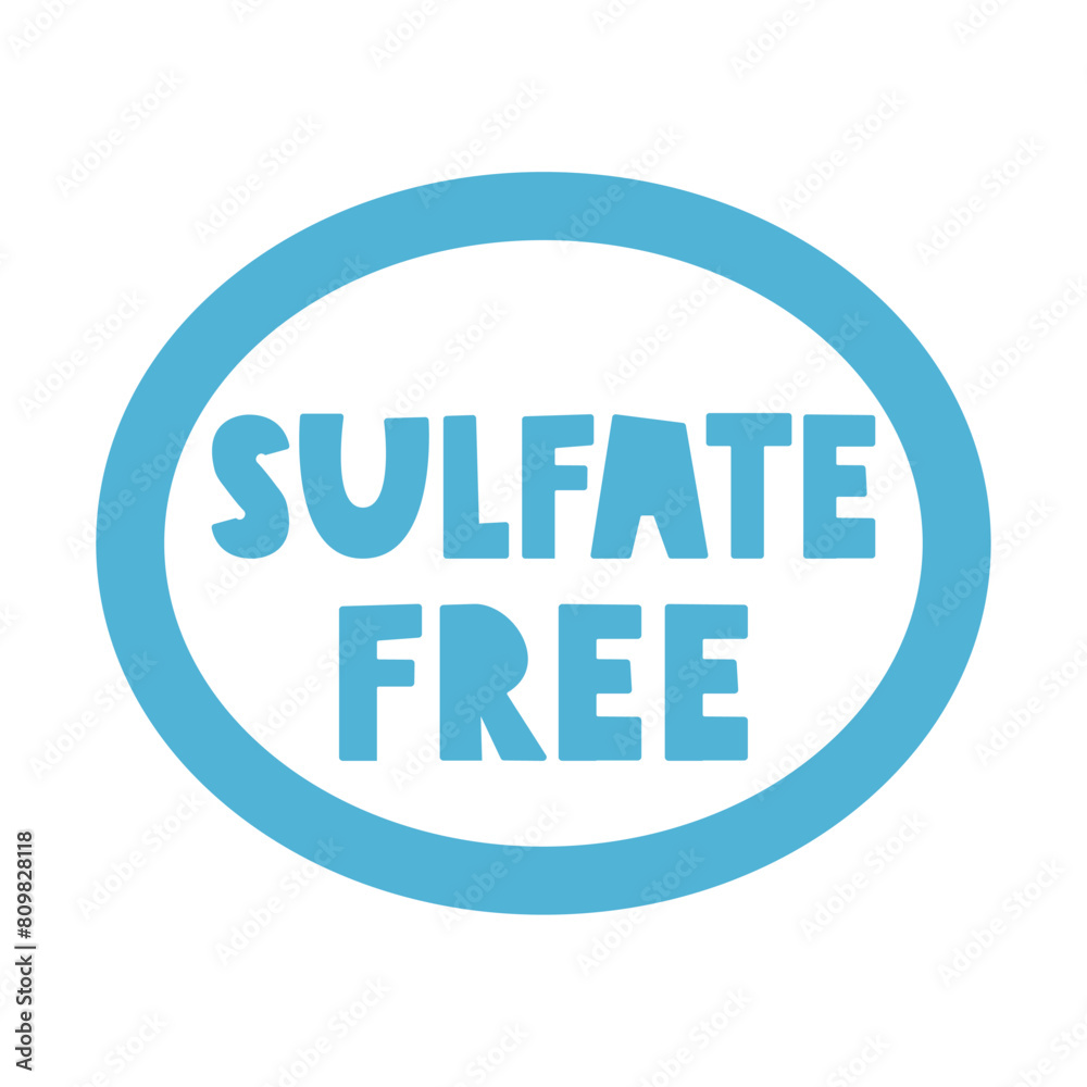 Sulfate free. Hand drawn badge. Vector design. Illustration on white background. Sulfate free. Hand drawn badge. Vector design. Illustration on white background.