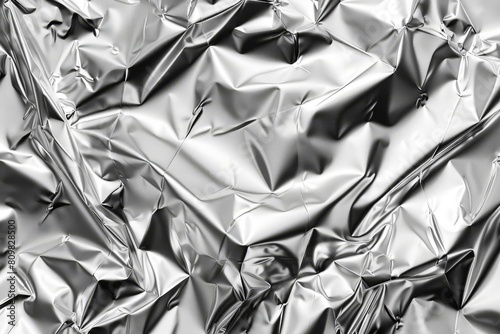 seamless silver leaf background shiny light grey crumpled metallic chrome foil texture abstract wallpaper photo