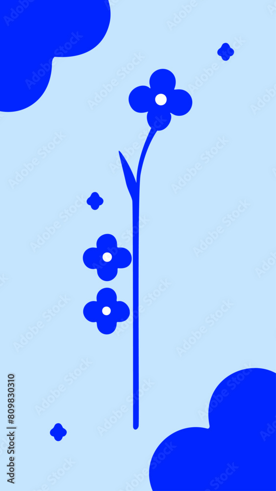Blue Floral Dreamscape Elements Design - Vibrant Social Media Background