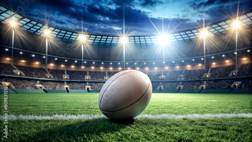 American football on stadium field