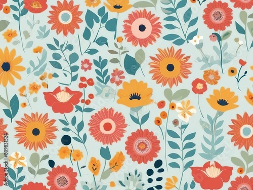 Flower seamless pattern Scandinavian style floral rectangular summer 