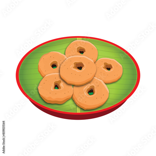 Tea time Snack Medu vada in a plate