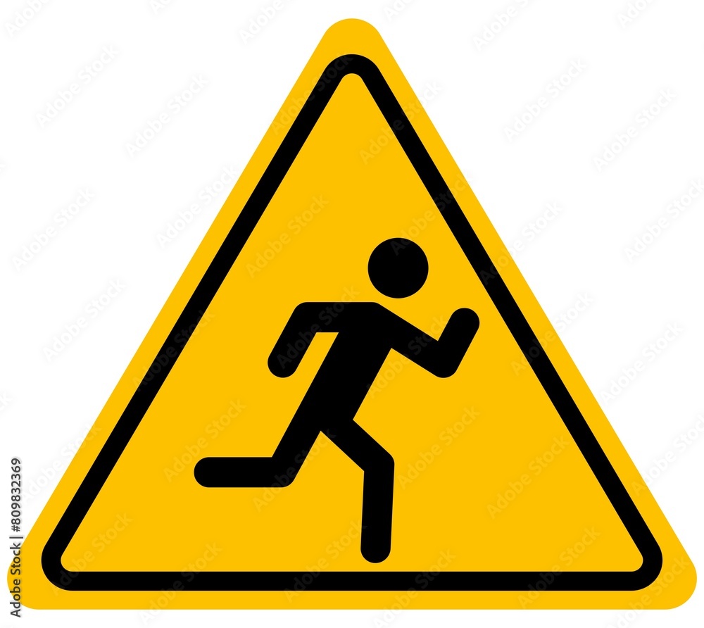 Running warning sign background vector Running warning sign background vector