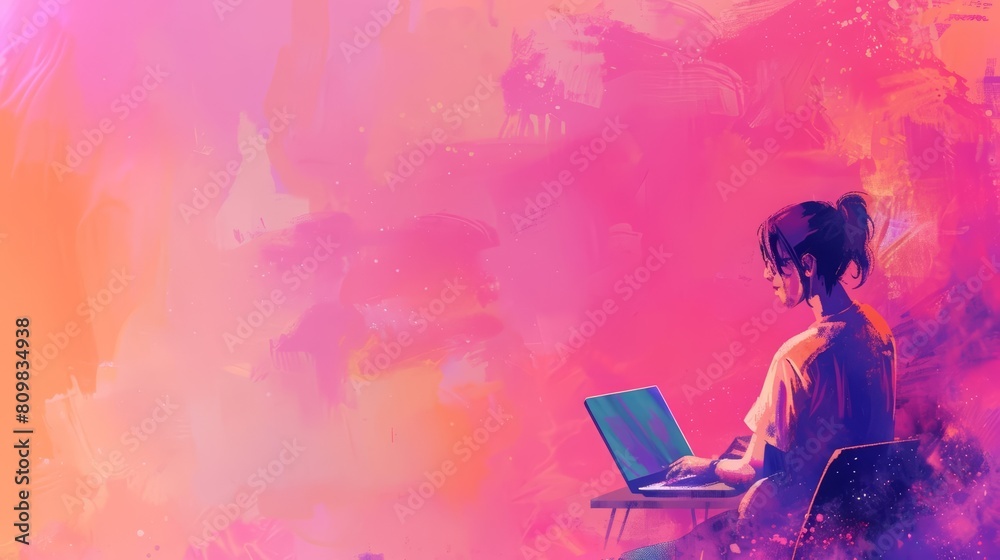 Creative banner show space of remote work solutions in international styles, facilitating global collaboration, with big copy space Creative banner show space of remote work solutions in international styles, facilitating global collaboration, with big copy space