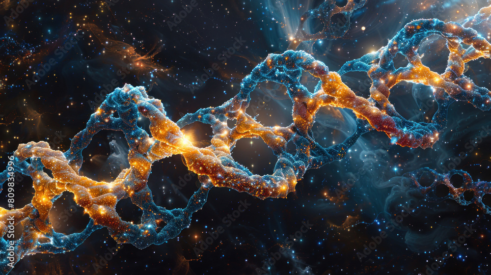 Obraz premium Scientific exploration with a captivating wallpaper showcasing the elegant structure of DNA molecules.