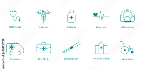 Comprehensive Hospital Facilities and Emergency Services Icon Set
