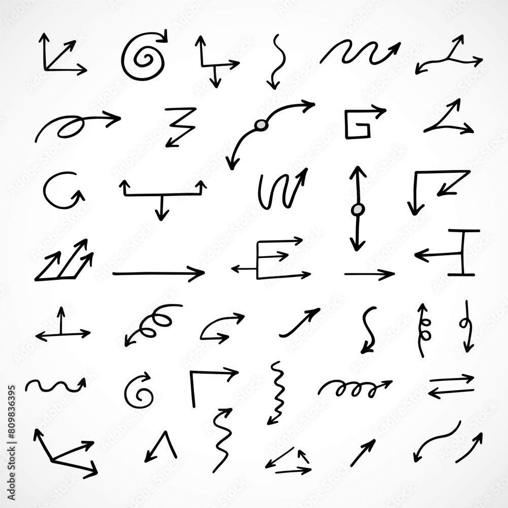 Vector set of hand drawn arrows, elements for presentation Vector set of hand drawn arrows, elements for presentation