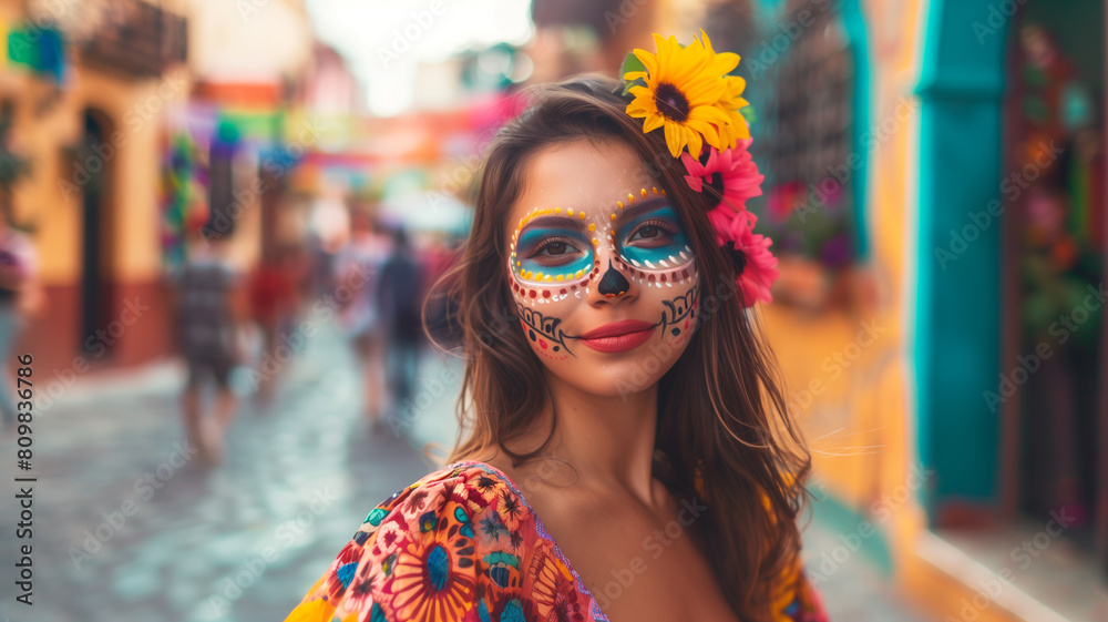 Woman with sunflower in hair Woman with sunflower in hair