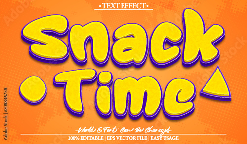 Snack Time Vector Text Effect Editable Alphabet FastFood Choco Chips Unhealty photo