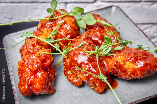 Buffalo chicken wings with hot sauce