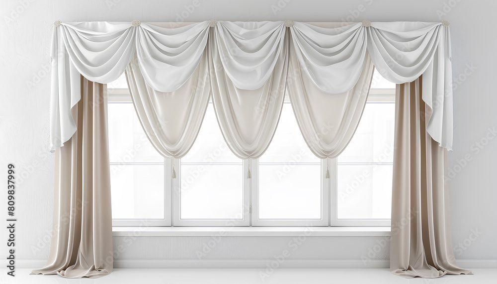 Beautiful elegant window curtains isolated on white