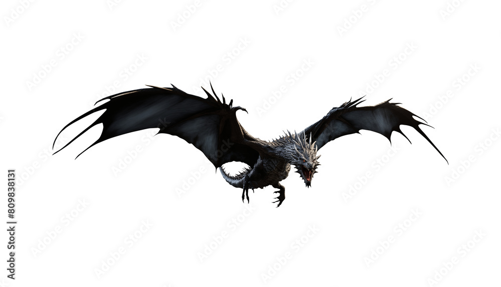 Black dragon in flight. Isolated transparent background PNG. Mythological winged beast flying. Attack pose. Majestic dragon with long wings in flight. Fierce expression. Sharp teeth. Black dragon in flight. Isolated transparent background PNG. Mythological winged beast flying. Attack pose. Majestic dragon with long wings in flight. Fierce expression. Sharp teeth.