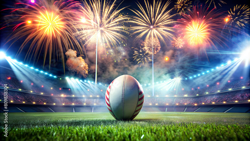 A soccer ball lies in the middle of a confetti field after the team's victory