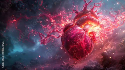 a creative wallpaper concept showcasing the anatomical beauty of a human heart.