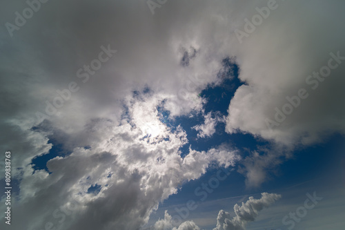 Clouds in the blue sky in springtime