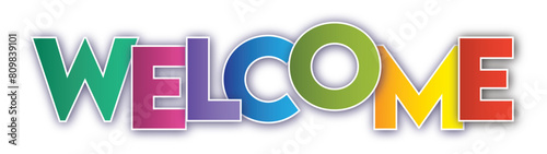 WELCOME colorful typography banner isolated on transparent background