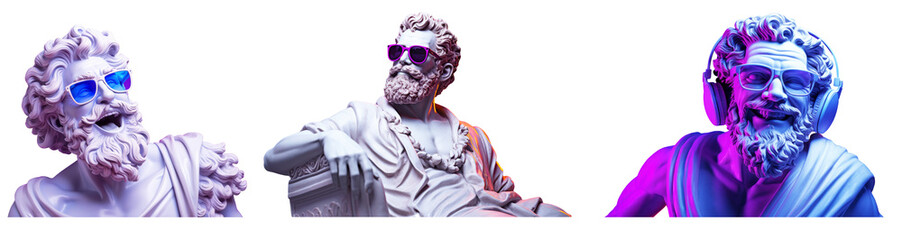 fashion statue man set on png background