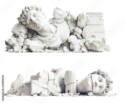 Set of ancient ruins on png background 