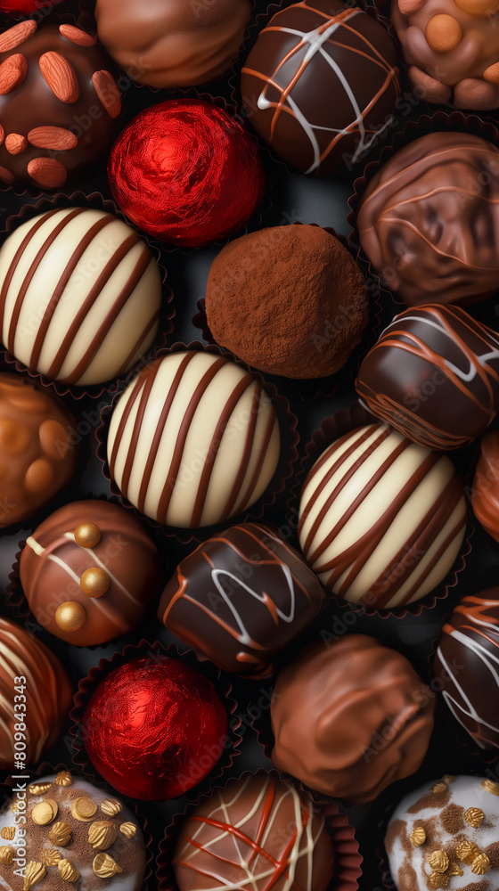 Chocolate round candies in a box Chocolate round candies in a box