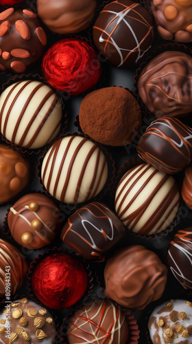 Chocolate round candies in a box