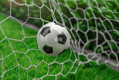 Football Soccer Ball, Net Goal Kick, Green Grass Sport Game, Team Competition © Roman P.